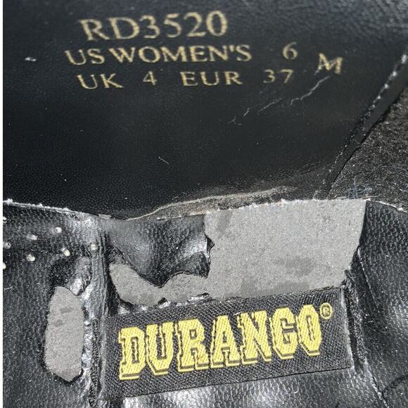 Durango Bootie Women's Size 6M Elastic Panel Slip On Cowgirl Heel Black Shoes - Picture 9 of 11